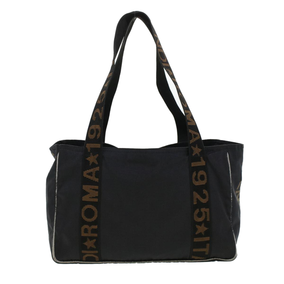 FENDI Tote Bag Nylon Black Brown Auth 44164 - Picture 2 of 16